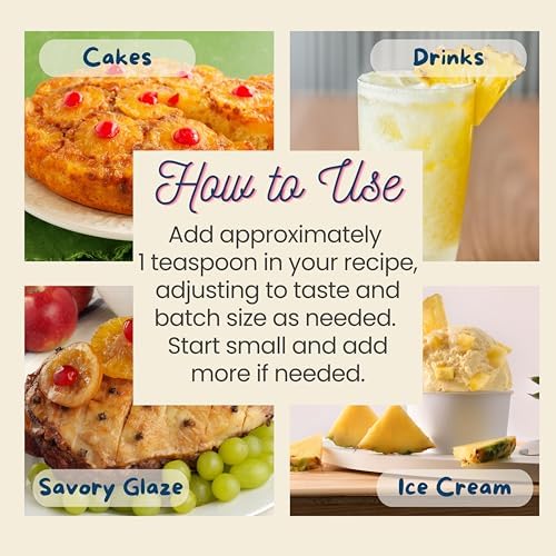 Natural Pineapple Extract for Baking, Drinks, Ice Cream and Candy - 2 Oz - Water-Soluble - Harvest Moon Delights