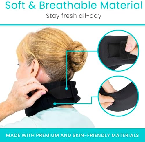 Vive Neck Brace Cervical Collar - Soft Foam for Neck Pain, Sleeping, Support for Women & Men - Universal Size Orthopedic Collar for Stiff & Pinched Nerve - Adjustable Wrap, Chin Contour (2.5")