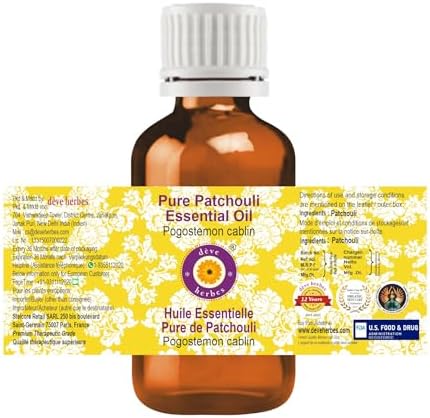 Deve Herbes Pure Patchouli Essential Oil (Pogostemon cablin) 100% Therapeutic Grade Steam Distilled 15ml (0.50 oz)