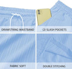 Mens Shorts Flat Front Casual Elastic Waist Drawstring Summer Beach Vacation Shorts with Pocket