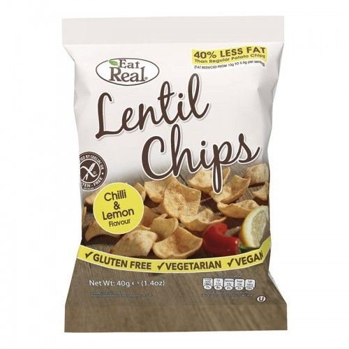 Eat Real Lentil Chips Lemon Chilli 40g (Pack of 12)