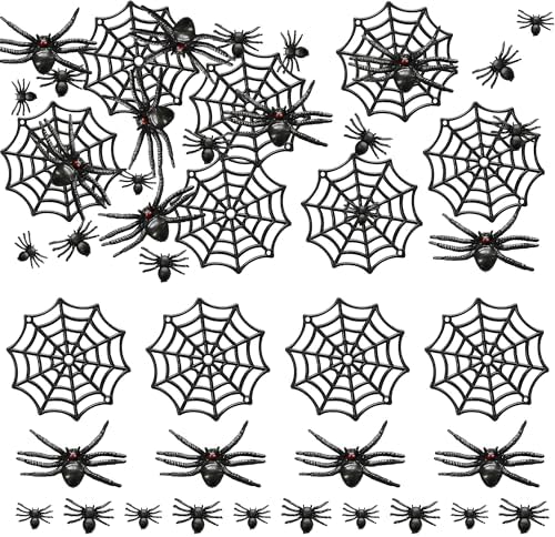 Gyufise 20Pcs Realistic Spider Figures Cake Toppers Tarantula Figurines Net Cake Decorations for Halloween Theme Kids Babyshower Party Decorations Supplies
