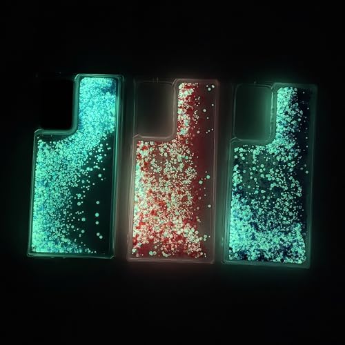 Compatible with Samsung Galaxy S24 Ultra Bling Case Glow in The Dark Sparkle Flowing Quicksand Light up Case Women Girls Girly Soft TPU Bumper Shockproof Translucent Phone Cover, Pink