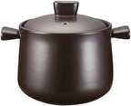 TEmkin Clay Stew Pot Ceramic Casserole - High Temperature Resistance, Heat Preservation and Taste Capacity 6000ml_Black (Black Capacity 4500ml) (Black capacity 4500ml)