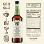 Tippleman's Pistachio Créme Coffee Syrup - Made with Raw Cane Sugar - No Green Artificial Coloring - Perfect for Lattes & Cold Brew, Fits Pump - 750ml