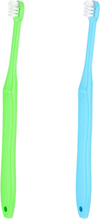 2 Pieces Tuft Toothbrush Small Head End Tapered Interdental Interspace Nursing Soft Tiny Toothbrush Orthodontic Periodontal Dental Products(Blue + Green)