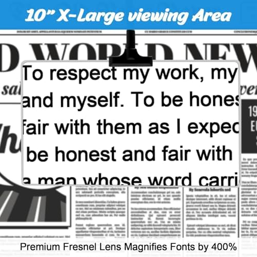 Magnifying Glass with Stand, 10" x 6" Large Page Magnifier, Flexible Gooseneck for Reading Small Print, Low Vision Aid for Seniors