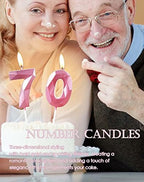 Number 70 Candles,70th Birthday Candles,Pink Happy Birthday Candle for Cake,3D Design Cake Topper Decorations for Women Birthday Party Wedding Anniversary Celebration Supplies
