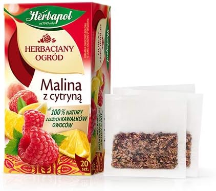 Herbapol Herbal Fruit Infused Tea (Variety 4 Pack) WILD ROSE, STRAWBERRY & WILD STRAWBERRY, CRANBERRY and RASPBERRY & LEMON Tea Natural Flavor - 20 Silk Tea Bags Each.