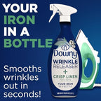 Downy Wrinkle Releaser Spray, All In One Formula, Removes Wrinkles, Static and Odor Eliminator, Crisp Linen Scent, 33.8 Fl Oz, Pack of 2 (Packaging May Vary)