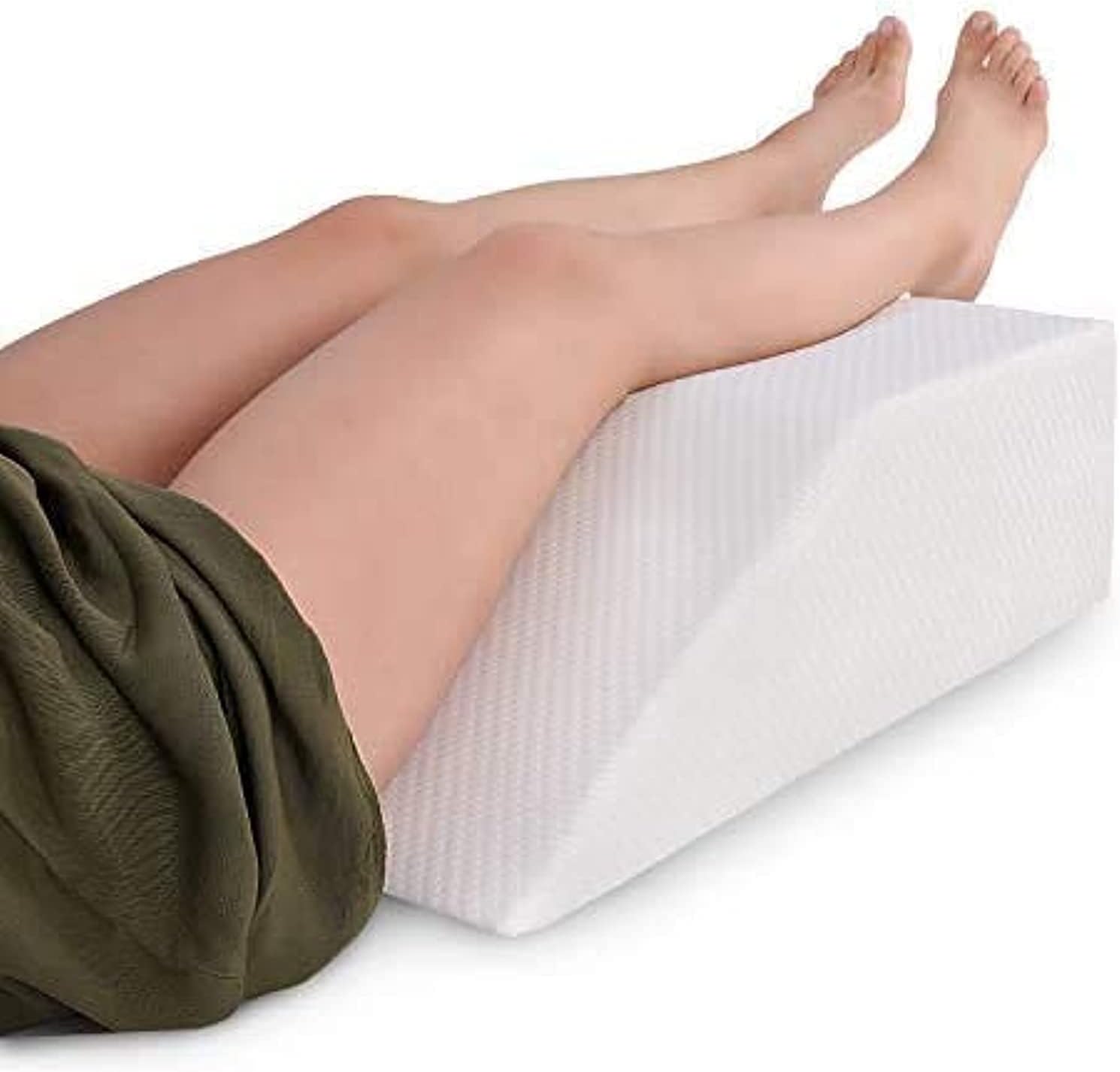 Abco Tech 8in Leg Elevation Pillow with Memory Foam Top - Elevating Leg Rest to Reduce Swelling, Back, Hip, and Knee Pain - Leg Support Pillow to Elevate Feet While Sleeping, Reading - Washable Cover