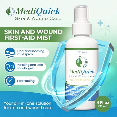 MediQuick Hypochlorous Acid Spray Mist, Antiseptic Spray for Skin & Wound Care, No-Sting, 4 oz
