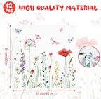12 Pcs Spring Cloth Napkins Floral 20'' x 20'' Washable Dinner Tea Party Napkins for Kitchen Party Wedding Restaurant Indoor Outdoor Botanical Fresh Spring Summer