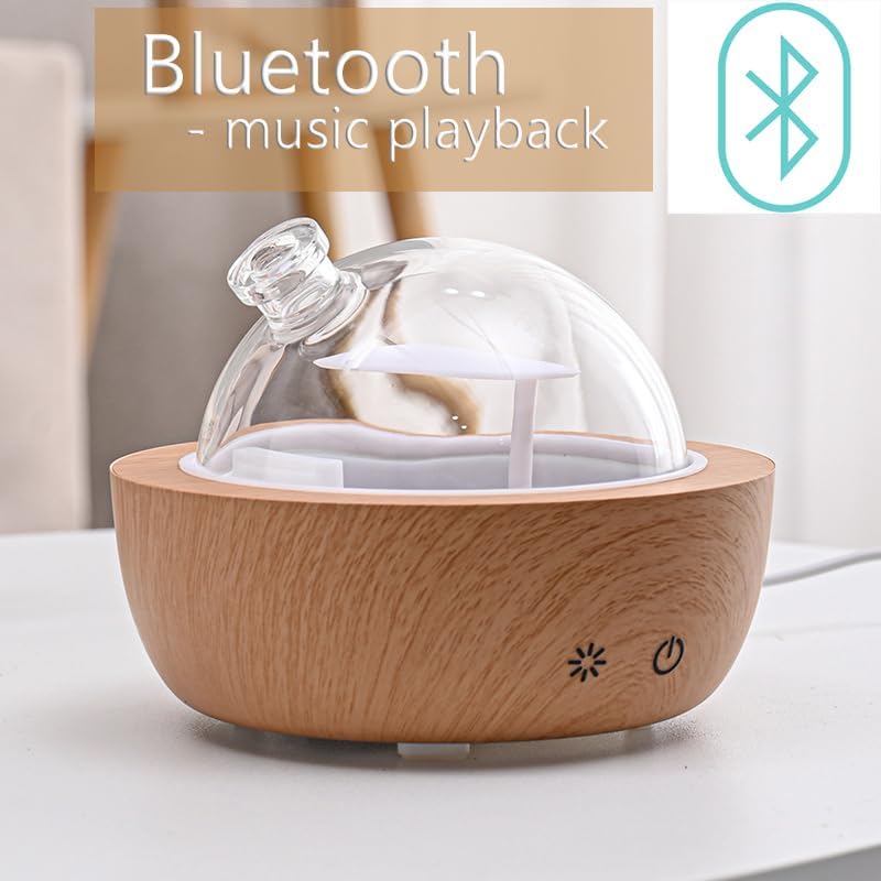 200ml Glass Essential Oil Diffusers for Home, Wood Grain Base Humidifier, Bluetooth Speaker,2025 Upgrade Aromatherapy Diffuser,Aroma Diffuse with Music Player
