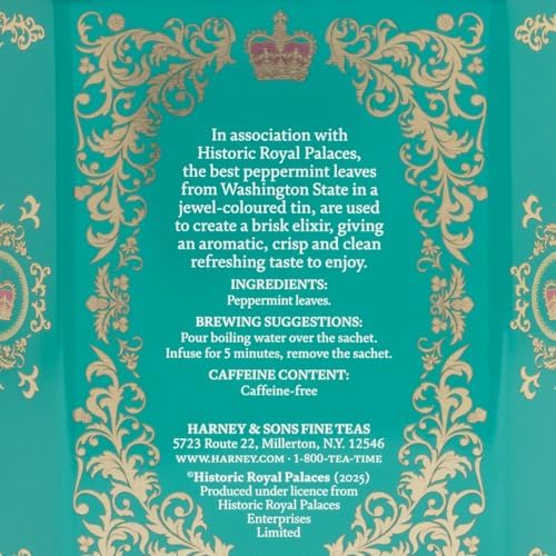 Harney & Sons Peppermint Herbal Tea in Sachets, Caffeine-Free Herbal, 30 Sachets