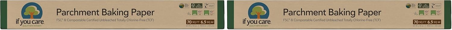 If You Care Parchment Baking Paper, Roll, 70 Sq Ft, Unbleached | Chlorine Free | Greaseproof | Silicone Coated | Pack of 2