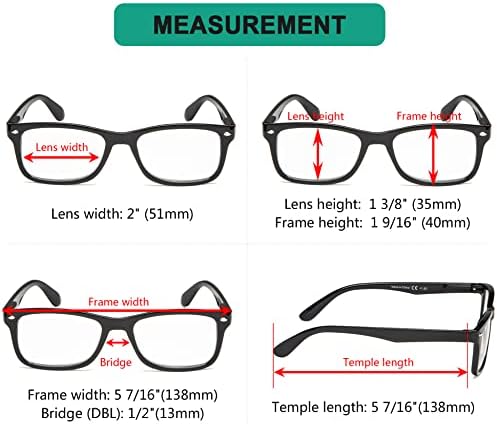 Eyekepper 5-Pack Classic Reading Glasses Include Computer Reader Eyeglasses for Women Men Reading with Spring-Hinges +3.50