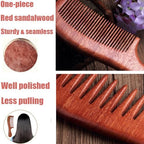 2 Pcs Sandalwood Hair Comb Set Wooden Wide and Fine Tooth Comb for Women Men, Anti-static Detangling Comb for Curly Fine Straight Wet Dry Hair
