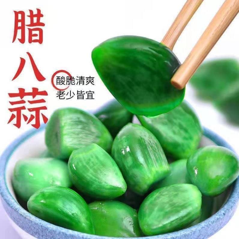 腊八蒜 翡翠绿蒜 新鲜大蒜Laba Garlic Emerald Green Garlic,Sweet and Sour Garlic,Shandong specialty Pickled Pickles Fresh pickled garlic Pickles, condiments Side dish醋泡蒜 (260g/bag,1pcs)