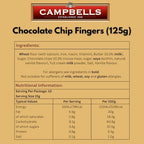 Campbells Shortbread Chocolate Chip Fingers Carton 4.41 Oz (Pack of 3) - Pure Butter Choc Chip Cookies, Traditional Scottish Shortbread Cookies from Scotland, British Tea Biscuits & Scottish Gift Box