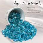 Amazing Gemstone Aqua Aura Quartz Crystal Chips Aquarium Gravel Rocks - Aura Quartz Chips Bulk Fish Tank Gravel, Small Tumbled Stone Chips, Tiny Crystals for Decoration (Natural AAA Grade Gemstones)