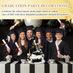 Geelin 68 Pcs Graduation Cake Toppers Class of 2026 Congrats Grad Cake Decorations Graduation Cap Diploma Tassel Hat Topper Balls Acrylic Grad Cupcake Decor Party Supplies(Black and Gold)