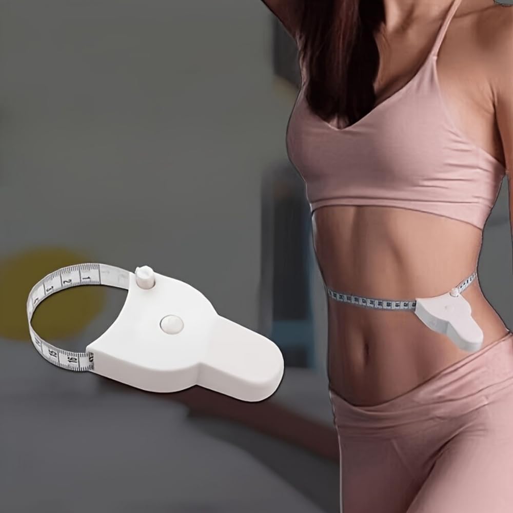 1PC Soft Measuring Tape for Body, Waist, Chest, and Thigh - Retractable Fitness Tape Measure, Plastic, Portable for Home and Gym Use, White