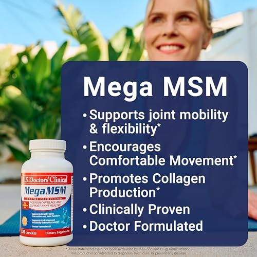 U.S. Doctors’ Clinical Mega MSM Supplement for Joints with MSM + Vitamin C + Collagen and Neem - Clinically Proven to Promote Cartilage Tendon & Ligament Health (1 Month Supply – 120 Capsules)