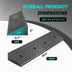 DNA Motoring 2pcs 3" Rise Rubber Curb Ramp Heavy Duty Loading Driveway Ramp Threshold Ramp 38.6" L x 6.7" W x 3" H for Loading Dock, Warehouse, Motorcycles, Cars, TOOLS-00644