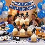 24 PCS Black Glitter Hockey Players Cupcake Toppers, Hockey Cake Toppers, Ice Hockey Cupcake Picks for Boys Birthday Party, Sports-Themed Cake Decorations