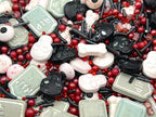 Edible Tombstones Vampire Cake Decorations Gravestone Cake Toppers Halloween Candy Skulls and Bones Bloody Candy Eyes for Decorating Black and Red Sprinkles Halloween Sprinkles 3.35 OZ with Tweezers