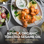Kevala Organic Toasted Sesame Oil - Cold Pressed and Unrefined Oil for Daily Cooking and Baking, Made with Top Selection Roasted Sesame Seeds, Great for Stir-Fry Vegetables, 8 oz Glass Bottle