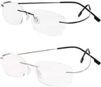 Viseng Set of 2 Rimless reading glasses titanium metal ultra light Readers of Men Women