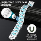 3X Magnetic Bracelets for Men Triple Strength Magnets with Pure Copper Adjustable Length Bracelet for Wrist Support & Wellness - Includes Sizing Tool and Gift Box