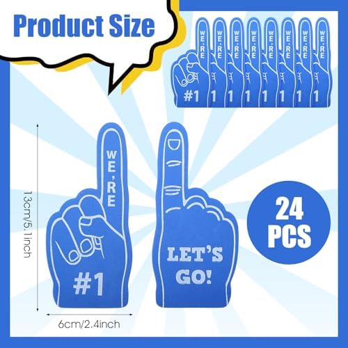 24Pcs Mini Foam Fingers Fan Baseball Party Favors We Are #1 Hand Fingers Accessories Football Sports Themed Party Team Supplies Gifts for Hockey Games Basketball Soccer Sport Events Birthday