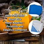 Ottin 50-pack Royal Blue Paper Napkins, 3-Ply 6.5 x 6.5 Inch Disposable Party Napkins for Birthday, Wedding, Engagement, Valentine's Day, Graduation, Labor Day, Easter, Memorial & Mourning Events