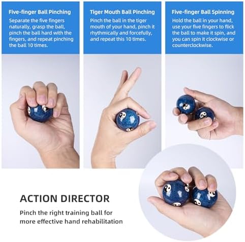 2 Pack Yin Yang Baoding Balls | Tai Chi Balance & Hand Therapy - Adult Stress Relief Meditation Balls, Boost Mindfulness Harmony for Men Women