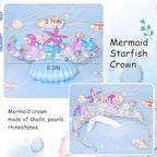 YARIEW Mermaid Crown Mermaid Birthday Decorations Mermaid Costume Mermaid Starfish Fish Scales Seashell Hair Accessories Wide Mermaid Headband Mermaid Birthday Party Gifts Purple