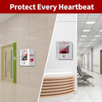 ISOP AED Storage - AED Cabinet Gray + Sign | Wall-Mounted Box | Aluminium Outdoor Indoor Defribillator Cabinet - Survival Kit | Emergency Equipment | Wall Mounted Rescue Equipment | Caja para DAE