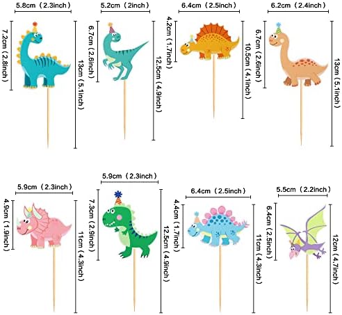 Ercadio 32 Pack Cartoon Dinosaur Cupcake Toppers Cute Dinosaur Baby Cupcake Picks Dinosaur's Theme Baby Shower Kids Birthday Party Cake Decorations Supplies