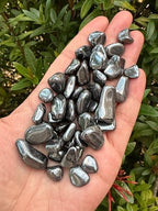 GAF TREASURES 2 oz Lot Hematite Natural Semi Tumbled Hematite Gemstone Chips, Hematite Crushed Mini Crystals, Undrilled Crystal Chips (Hematite Large)