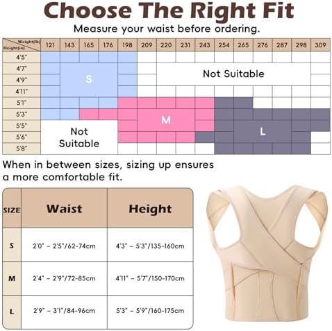 Posture Corrector for Women & Men, Full Back Brace Support with Adjustable Shoulder Straightener, Lower & Upper Back Pain Relief - Scoliosis, Hunchback, Spine Corrector (Beige, Medium)