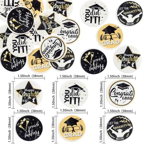 Ephlyn 54Pcs Edible 2026 Graduation Cupcake Toppers Wafer Paper Grad Cap Cupcake Picks Diploma Done Congrats Grad Cake Decorations for Class of 2026 Graduation Party Supplies Black