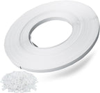 Hand Grade Polypropylene (PP) Strapping Coil 0.55" x 0.024" 130lbs Break Strength White Poly Strap 100pcs Plastic Buckles for Manual Packing Box Packing Strapping (Length328' x 1 Roll)