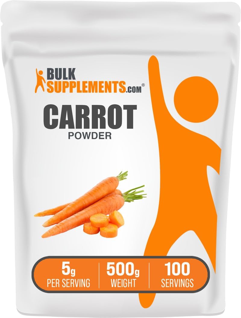 BulkSupplements.com Carrot Powder - Superfood Powder Supplement, Carrot Supplement - for Smoothies & Baking, Vegan & Gluten Free, 5g per Serving, 500g (1.1 lbs) (Pack of 1)