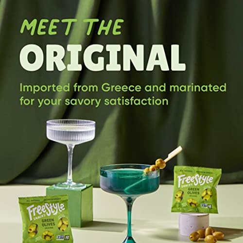 Freestyle Snacks Olive Snack Packs - As Seen on Shark Tank - Single Serve - Fresh Pitted Green Olives, Grown in Greece, All Natural, Non-GMO, Sugar-Free, Salty Snack - Original, 1.1oz (6 Pack)
