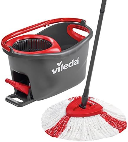 Vileda Turbo EasyWring & Clean Complete Set, Mop with Bucket and Power Spinner Plus Replacement Head Turbo
