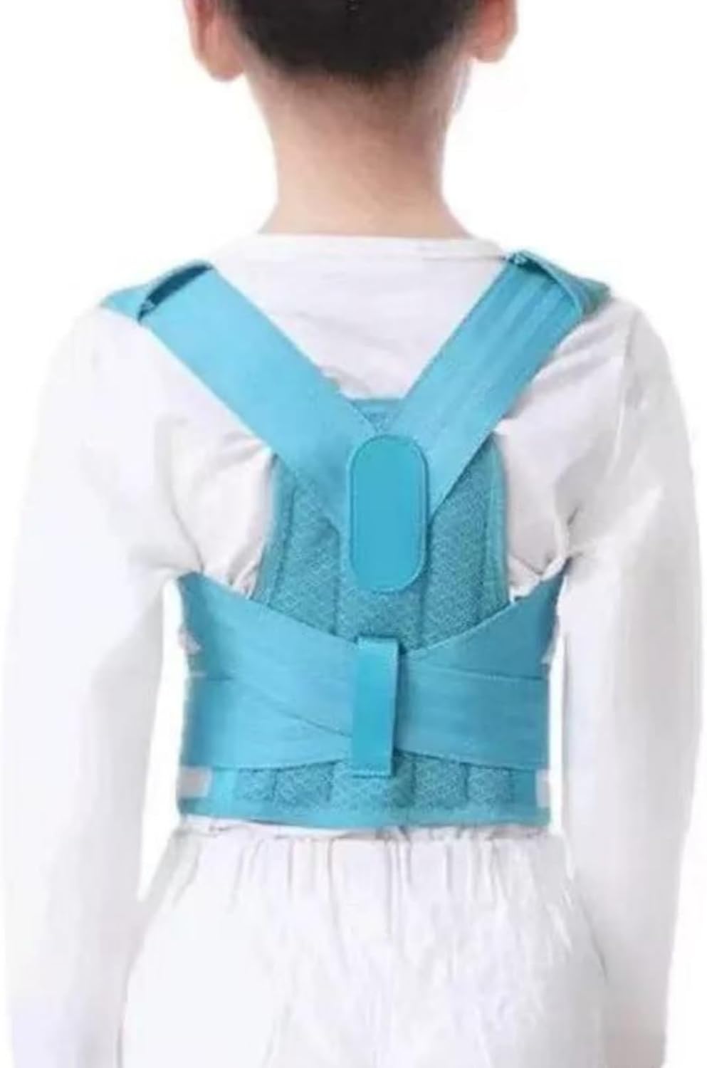 Posture Corrector for Kids and Teens, Scoliosis Back Brace Upper Back Stretcher, Adjustable Support Back Straightener for Improving Bad Posture and Preventing Slouching (Blue, Large)