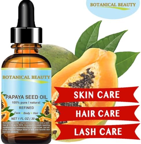 Botanical Beauty PAPAYA SEED OIL. 100% Pure / Natural / Undiluted /Refined Cold Pressed Carrier Oil. 0.5 Fl.oz.- 15 ml. For Skin, Hair And Lip Care.