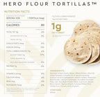 Hero Flour Tortilla - Delicious Tortilla Wraps | Soft Net Low Carb Tortillas | High Fiber, 1g Net Carbs & 80 Calories Per Serving (24 Tortillas, 4 Packs of 6)